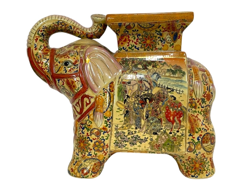 CHINESE SATSUMA STYLE ELEPHANT PLANT STAND 16" (1 of 8)