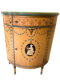 IMPERIAL FURNITURE HAND-PAINTED DEMILUNE COMMODE