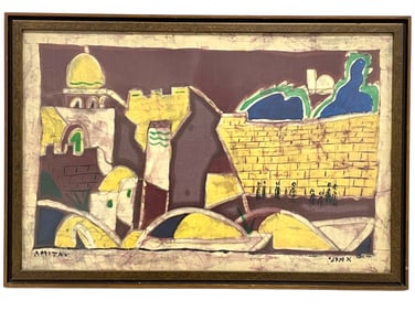 SIGNED AMITAI BATIK-STYLE PRINT 26"