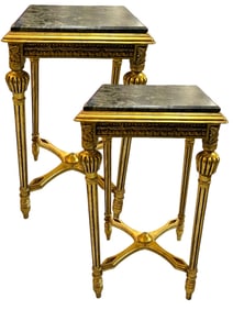 PAIR OF LOUIS XVI-STYLE GILTWOOD SIDE TABLES