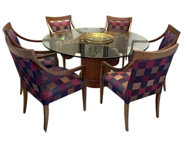 CORINTHIAN COLUMN TABLE AND CHAIRS SET 48"D