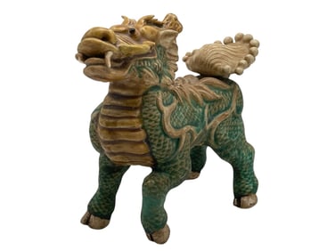HAND-PAINTED CERAMIC CHINESE QILIN FIGURINE 8"
