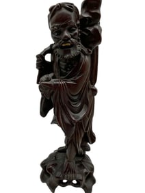 LARGE FINELY CARVED CHINESE FIGURE OF A SAGE 13"