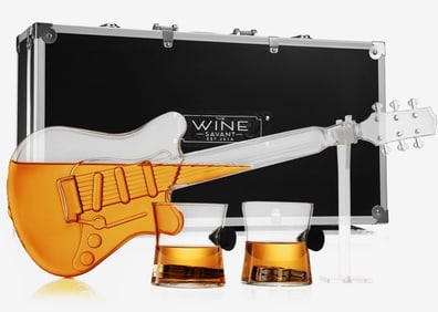 Electric Guitar Decanter with 2 Pick Whiskey Glas