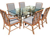 MCGUIRE BAMBOO RATTAN DINING TABLE & 6 CHAIRS