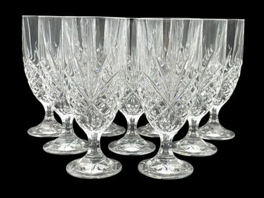 SET OF 9 VINTAGE CUT CRYSTAL GOBLETS 7.5"