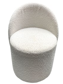 MODERN BOUCLE SWIVEL BARREL VANITY CHAIR