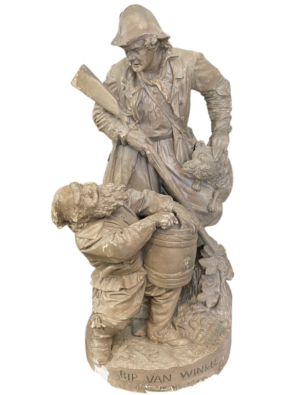 RIP VAN WINKLE BY JOHN ROGERS SCULPTURE 21" (1 of 9)