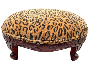 VINTAGE LEOPARD PRINT FOOTSTOOL 19"