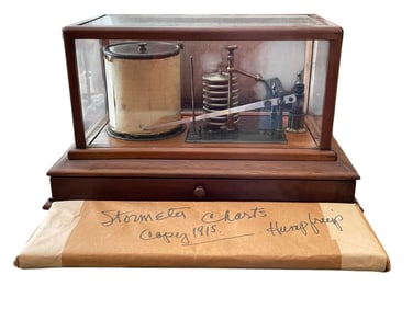 ANTIQUE BAROGRAPH WEATHER RECORDER 21"