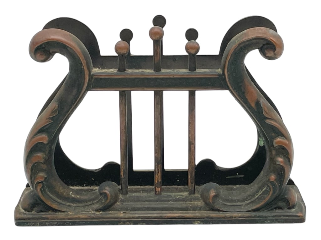 CAST IRON LYRE-SHAPED LETTER HOLDER 5" (1 of 7)