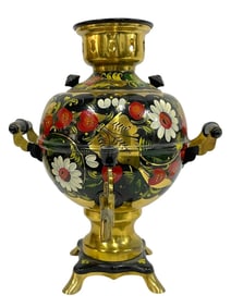 VINTAGE RUSSIAN HAND-PAINTED SAMOVAR 13"