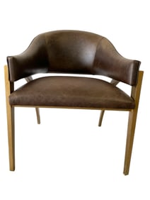 MODERN ARCHITECTS CHAIR WITH LEATHER, METAL LEGS