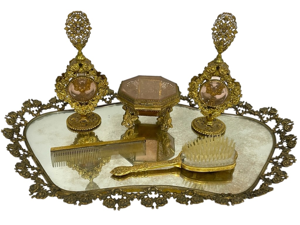 VINTAGE VICTORIAN STYLE VANITY TRAY W/ ACCESSORIES (1 of 7)
