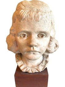 HAND-SCULPTED PLASTER BUST OF A YOUNG GIRL 13"