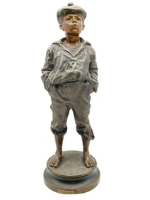 LE SIFFLEUR BRONZE TONE SCULPTURE 17"