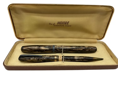 VINTAGE MOORE FOUNTAIN PEN & PENCIL SET