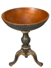 HAND-PAINTED TOLE PEDESTAL BOWL TABLE 21"