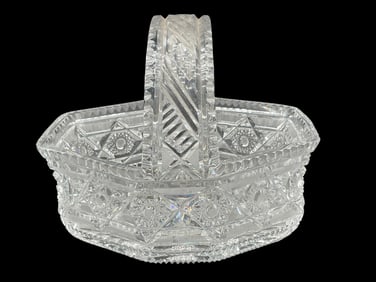 AMERICAN BRILLIANT CLEAR CUT GLASS BASKET 9"