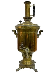 TALL VINTAGE RUSSIAN BRASS SAMOVAR 28.5"