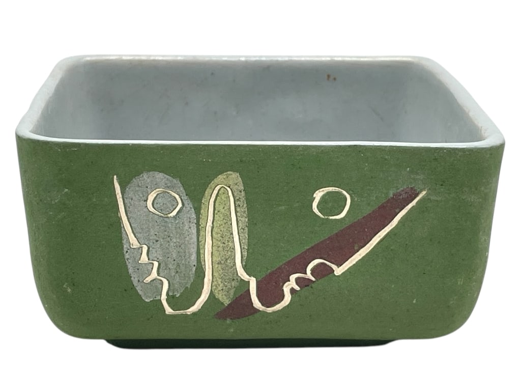 MID-CENTURY MODERN GREEN CERAMIC BOWL 4" (1 of 6)