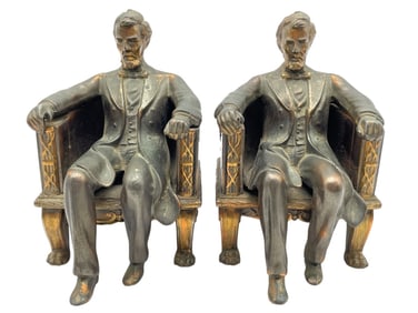 PAIR OF CAST METAL ABRAHAM LINCOLN BOOKENDS 6"