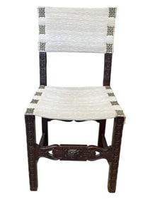 ANTIQUE SPANISH CARVED SIDE CHAIR 39"