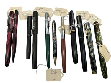 LOT OF 11 ANTIQUE & VINTAGE FOUNTAIN PENS