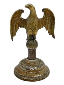 BRONZE AMERICAN EAGLE FIGURINE ON PEDESTAL BASE