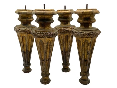 SET OF 4 ANTIQUE GILTWOOD FURNITURE LEGS 15"