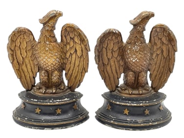 PAIR OF CAST METAL AMERICAN EAGLE BOOKENDS 8"