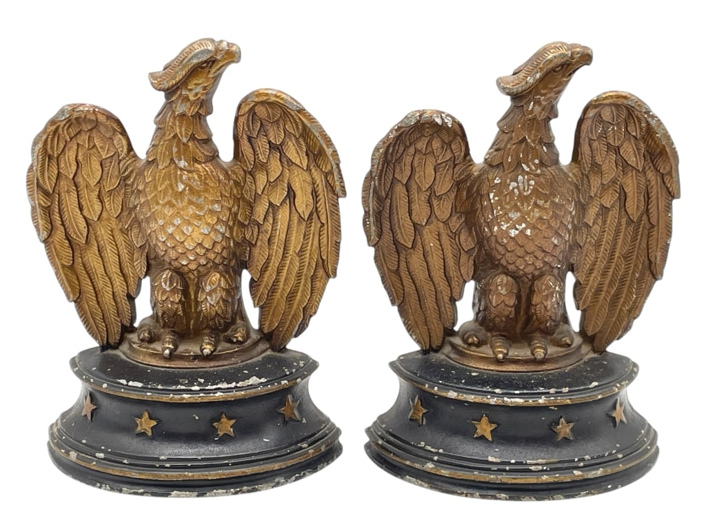 PAIR OF CAST METAL AMERICAN EAGLE BOOKENDS 8" (1 of 6)