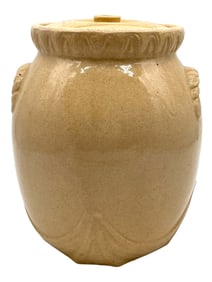 GLAZED STONEWARE JAR WITH LID 10"