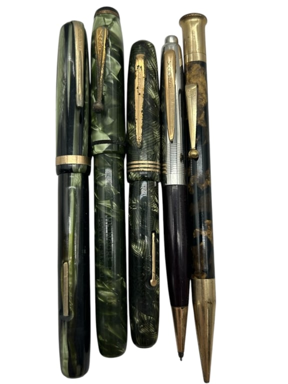 GROUP OF 5 VINTAGE MOORE PENS AND PENCILS (1 of 3)
