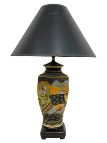JAPANESE SATSUMA STYLE TABLE LAMP 24"