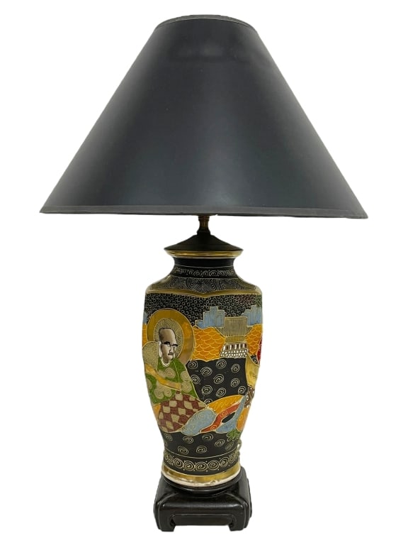 JAPANESE SATSUMA STYLE TABLE LAMP 24" (1 of 6)