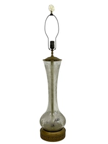 TALL ETCHED GLASS TABLE LAMP 36"