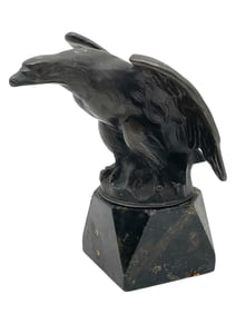 BRONZE EAGLE SCULPTURE ON MARBLE BASE 5"