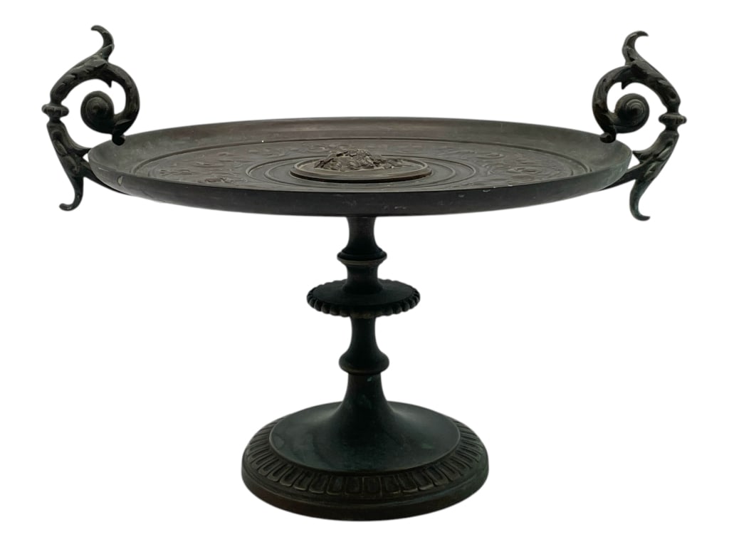 BRONZE PEDESTAL TAZZA W/ RELIEF DECORATION 8" (1 of 6)