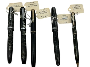 GROUP OF 5 VINTAGE PARKER FOUNTAIN & PENCIL'S