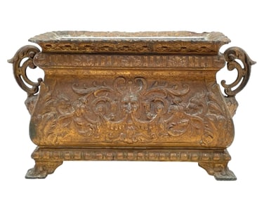 ANTIQUE GILT METAL JARDINIERE 8"