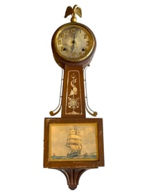 VINTAGE INGRAHAM BANJO CLOCK W/ NAUTICAL THEME 31"