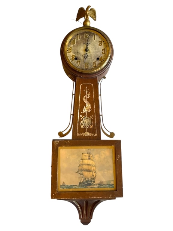 VINTAGE INGRAHAM BANJO CLOCK W/ NAUTICAL THEME 31" (1 of 8)