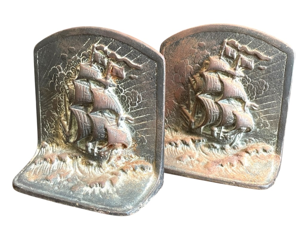 CAST IRON SAILING SHIP BOOKENDS 5" (1 of 6)