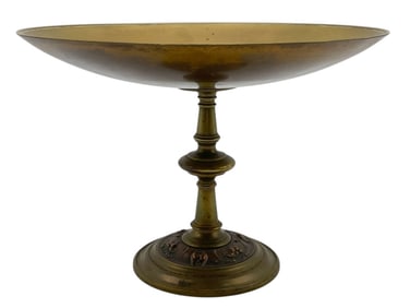 ANTIQUE BRASS AND COPPER COMPOTE 10"