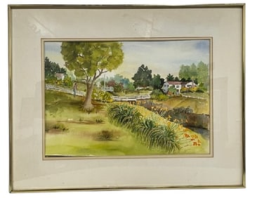 ORIGINAL VANDERKLOOT WATERCOLOR LANDSCAPE 28"