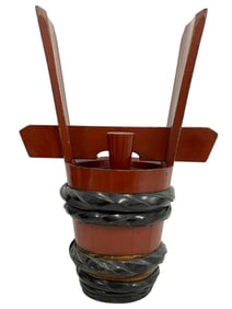 ANTIQUE JAPANESE LACQUERED SAKE BUCKET 20"