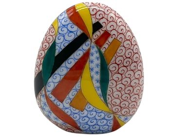HEREND STYLE ABSTRACT EGG FIGURINE 2"