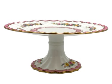 CROWN STAFFORDSHIRE PINK PEDESTAL CAKE STAND 8.5"