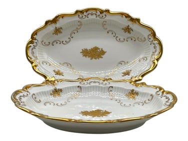 PAIR OF REICHENBACH GOLD FLORAL BOWLS 8"